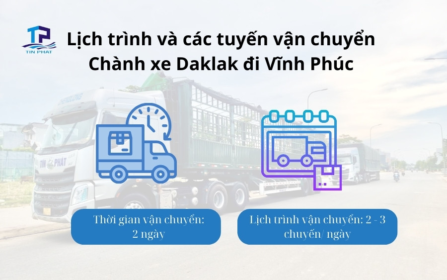 Lịch trình và các tuyến vận chuyển Chành xe Daklak đi Vĩnh Phúc
